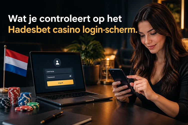 Wat je controleert op het Hadesbet casino login-scherm